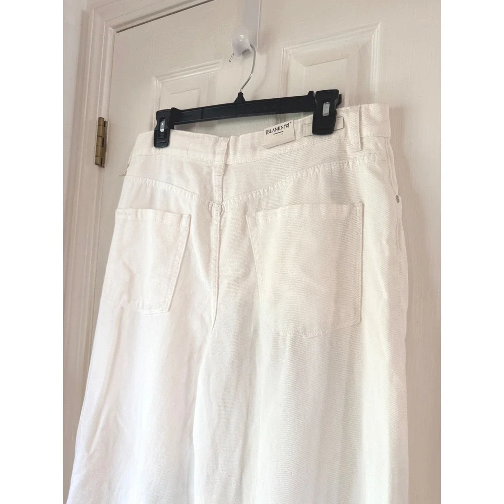 BLANKNYC Low Rise Baggy Fit Twill Pants Public Life White Cotton Wide Leg 31 NEW